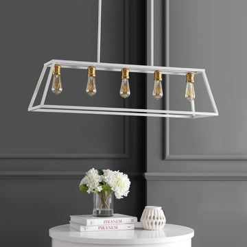 Floyd 38" Adjustable Iron Farmhouse Vintage LED Dimmable Pendant - JONATHAN Y